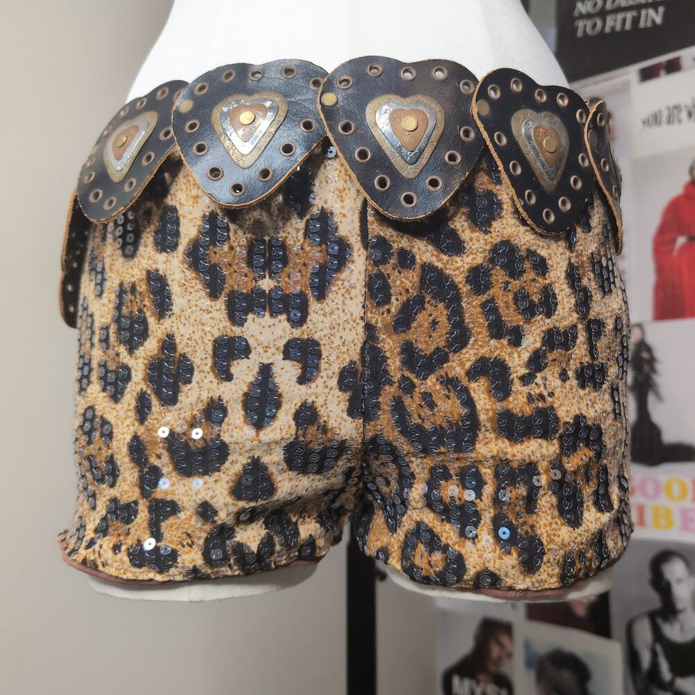 Leopard Print Sequin Shorts Whimsygoth